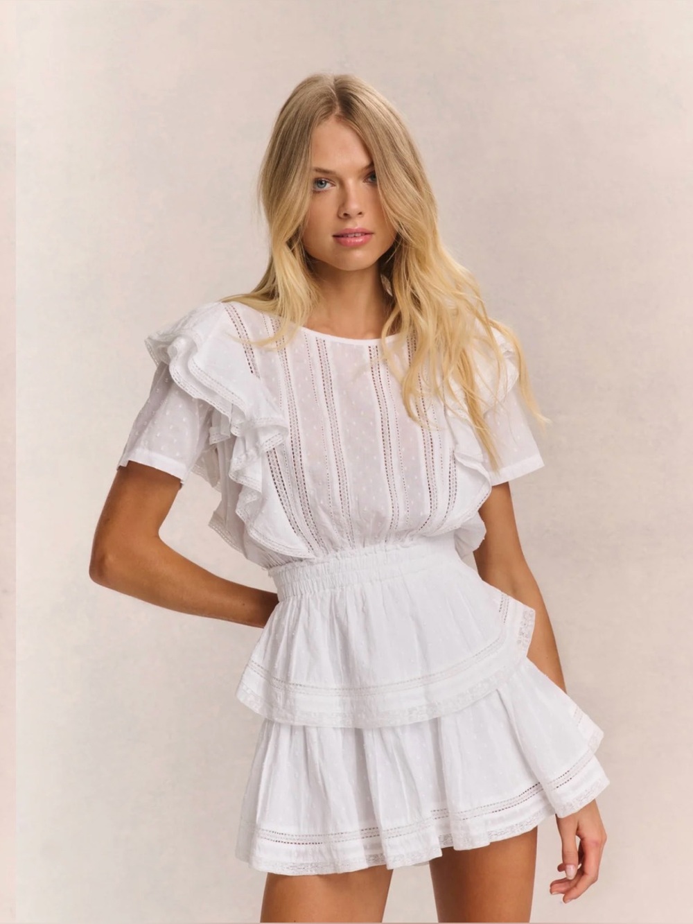 LoveShackFancy White Natasha Heritage Mini Dress